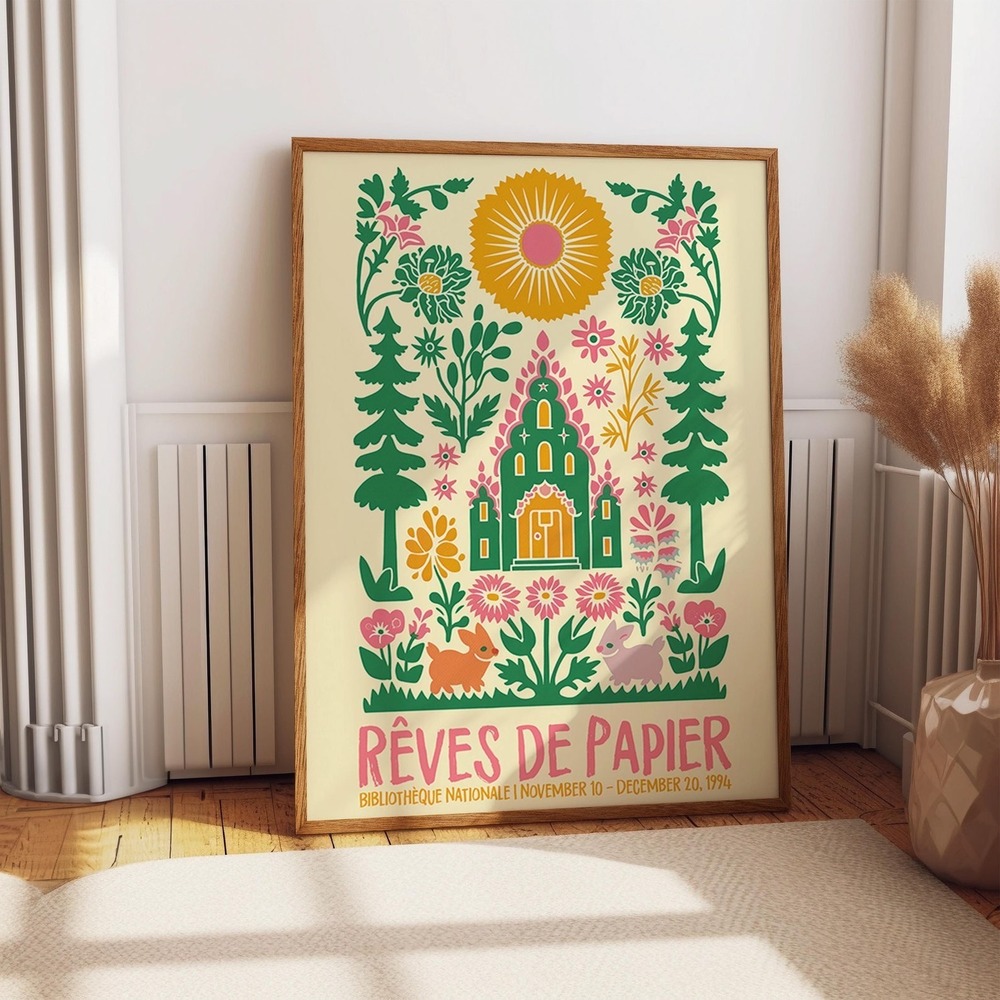 Sun And Nature French Wall Art - Colorful Floral And Animal Art Print